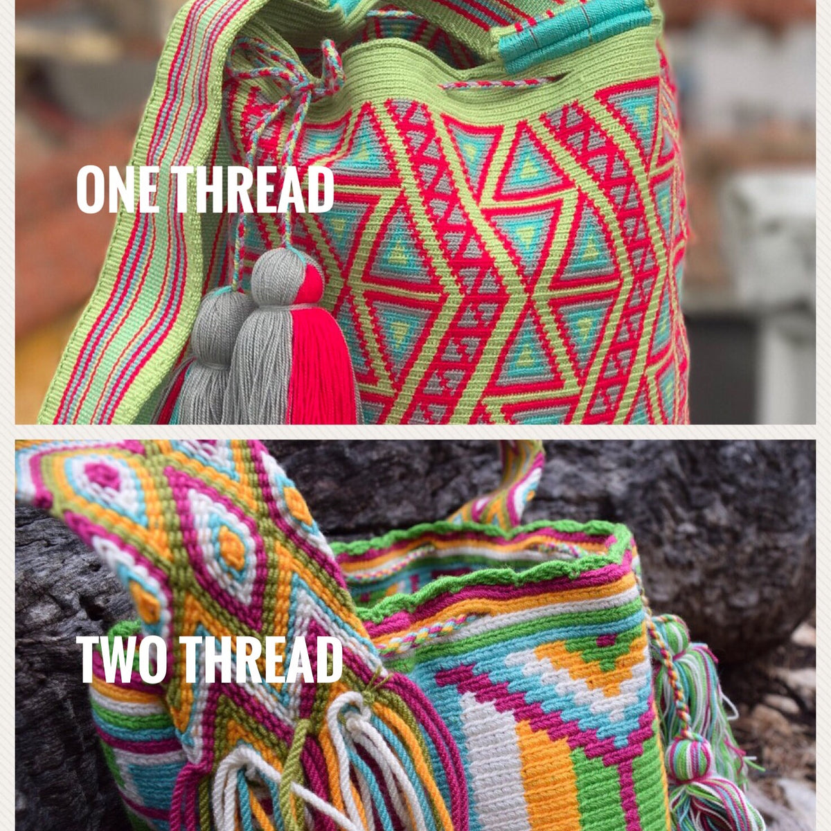 What are differences? ONE THREAD? TWO THREADS?? – Mochila Del Paraiso